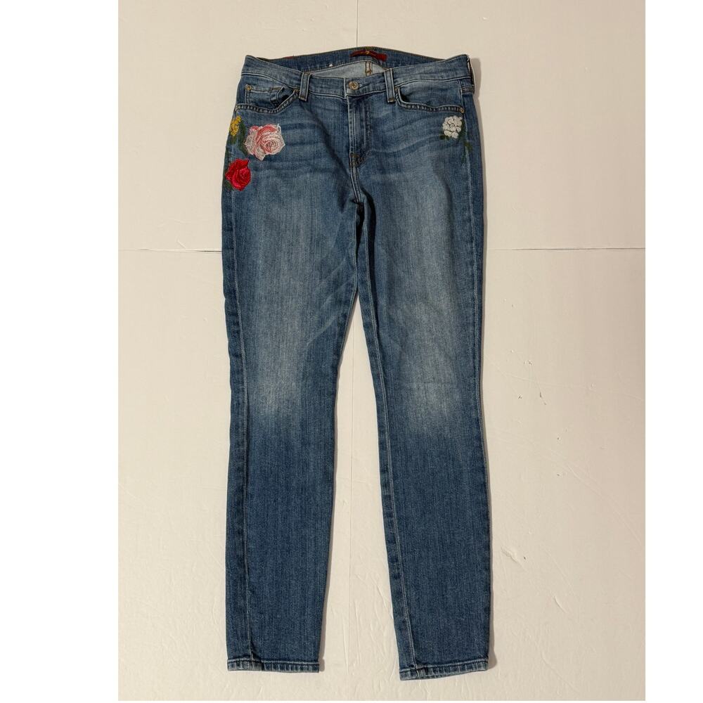 7 for All Mankind Women's Floral Embroidered Jeans, Size 27